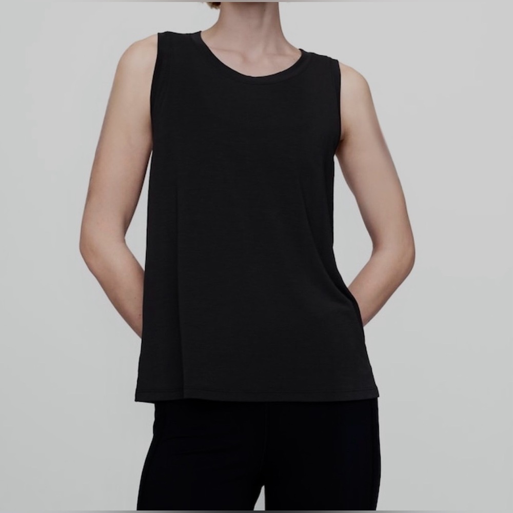 Easy Tee Le T-Shirt Confo By Gap Black Sleeveless Top Wide Round Neck Size XL